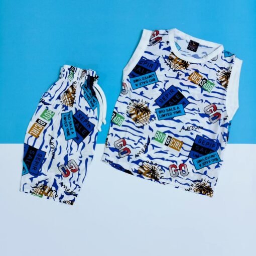 Kids' Printed Sleeveless Nightwear Summer Suit