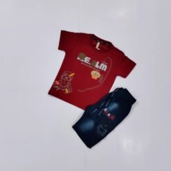 Summer T-Shirt with Printed Fancy Jeans Shorts Set for Babies & Kids