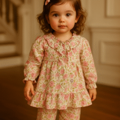 Floral Frock with  stylish Flapper for little girls