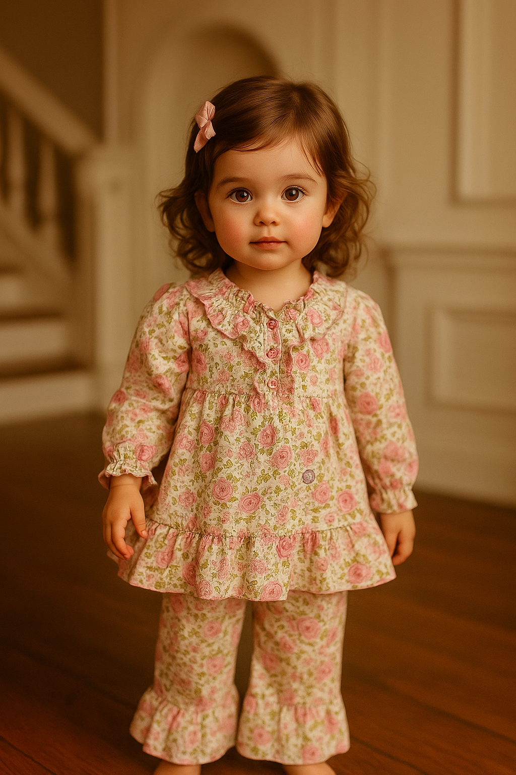 Floral Frock with stylish Flapper for little girls