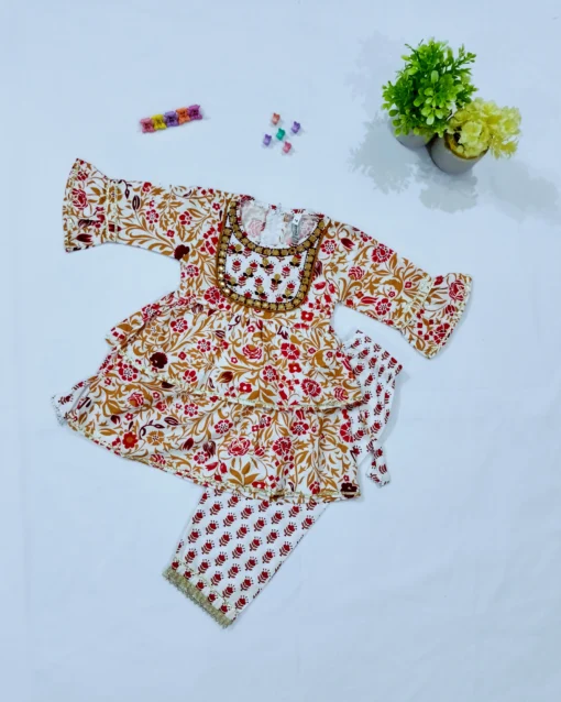 Fancy Floral Frock with Capri For Little girls.