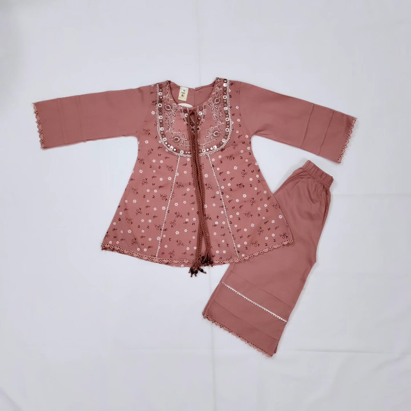 Embroided Floral Frock For Little Girls