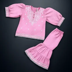 Embroided shirt with shararah For little girls