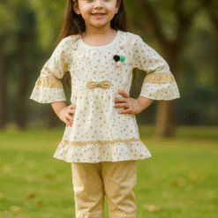 Creamy Floral Frock with Capri for Little Princess