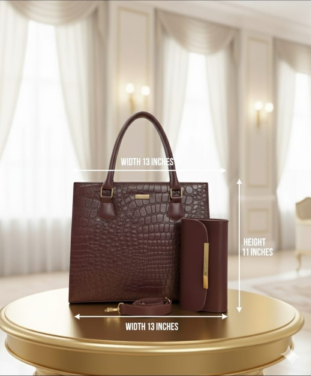 Crocodile Box Premimum Leather Bag.