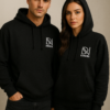Jet Black dropshoulder Boxifit Unisex premium 350+ GSM Fleece hoodie