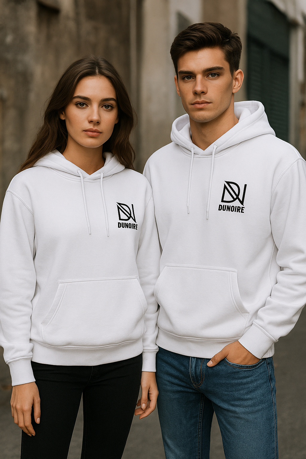 White dropshoulder Boxifit Unisex premium 350+ GSM Fleece hoodie