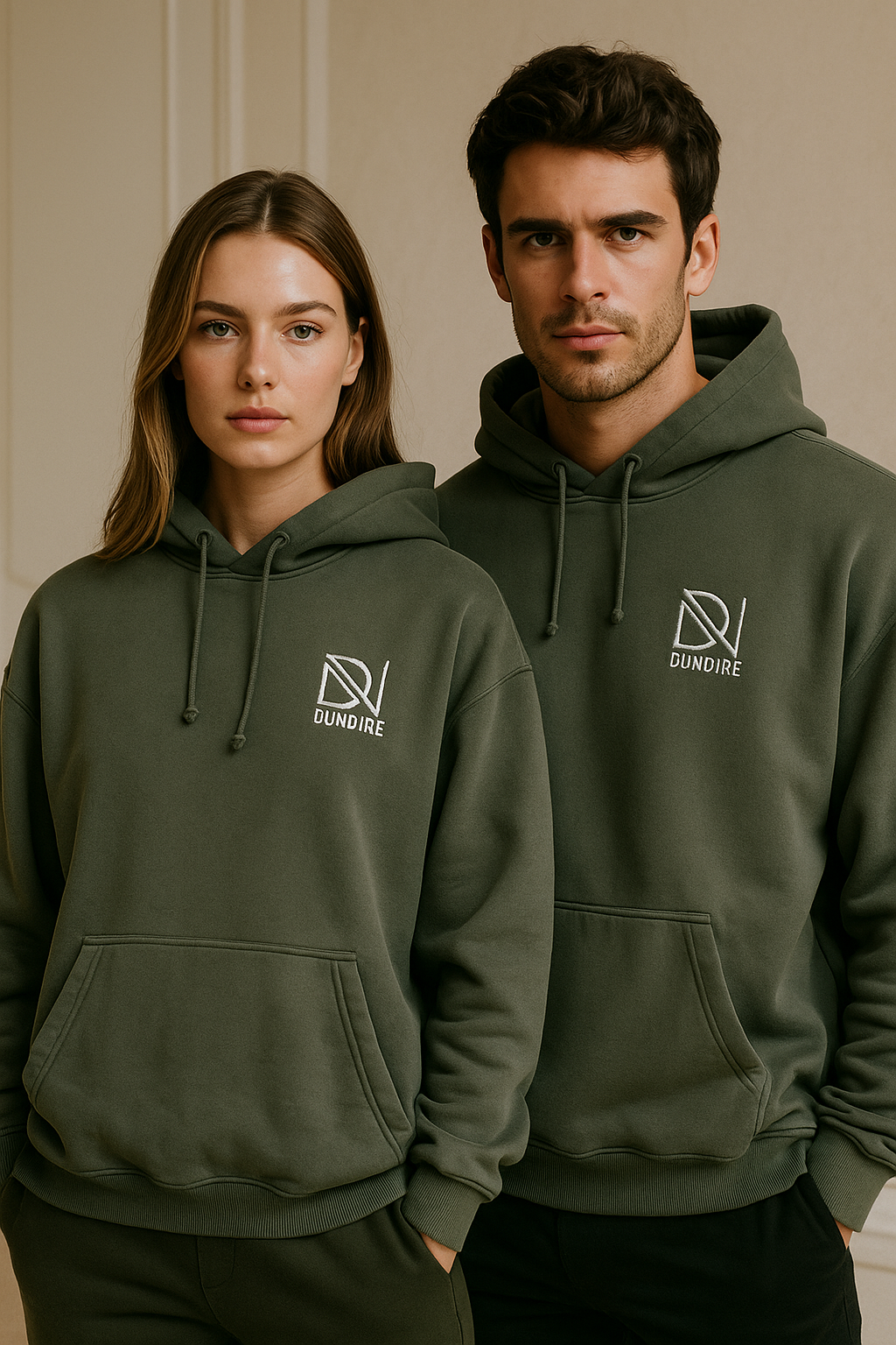 Olive green dropshoulder Boxifit Unisex premium 350+ GSM Fleece hoodie